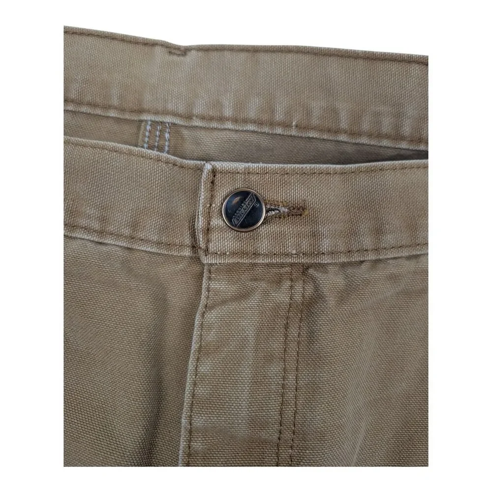VTG Dickies Men’s Brown Double Knee Duck Canvas Carpenter Pants 42x30 Distressed